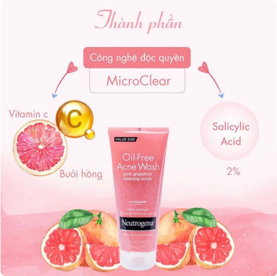 Neutrogena Oil-Free Acne Wash Foaming Scrub - Pink Grapefruit